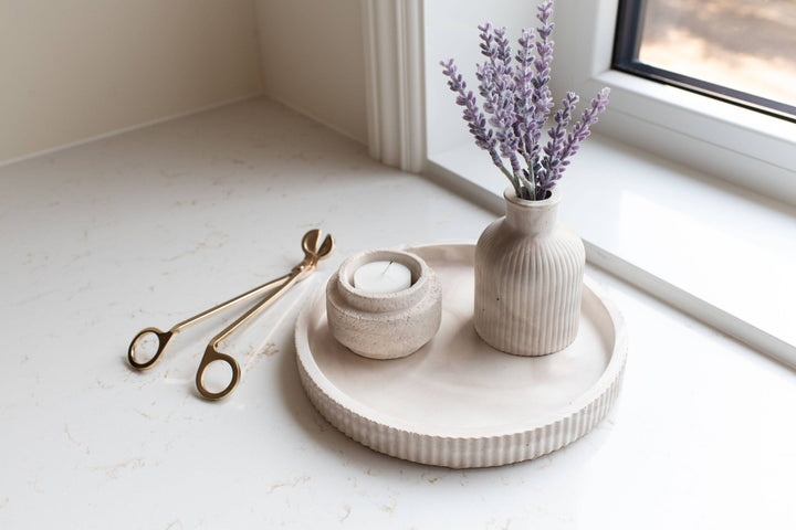 Fluted Round Tray | Mocha or Limestone