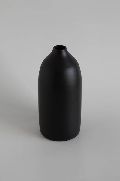 The Island Collection 02 Ceramic Vase - Black handmade vase: Black / 28x4cm