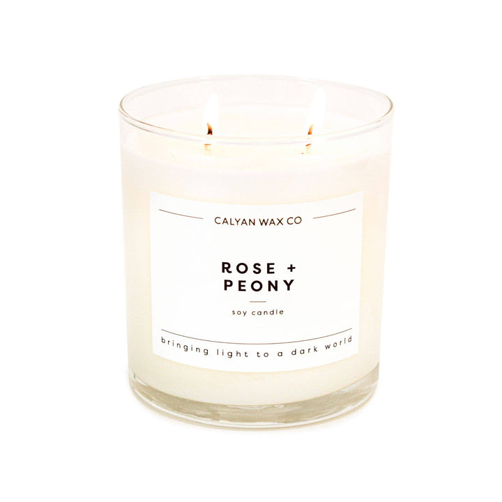 Rose + Peony - Glass Tumbler Soy Candle