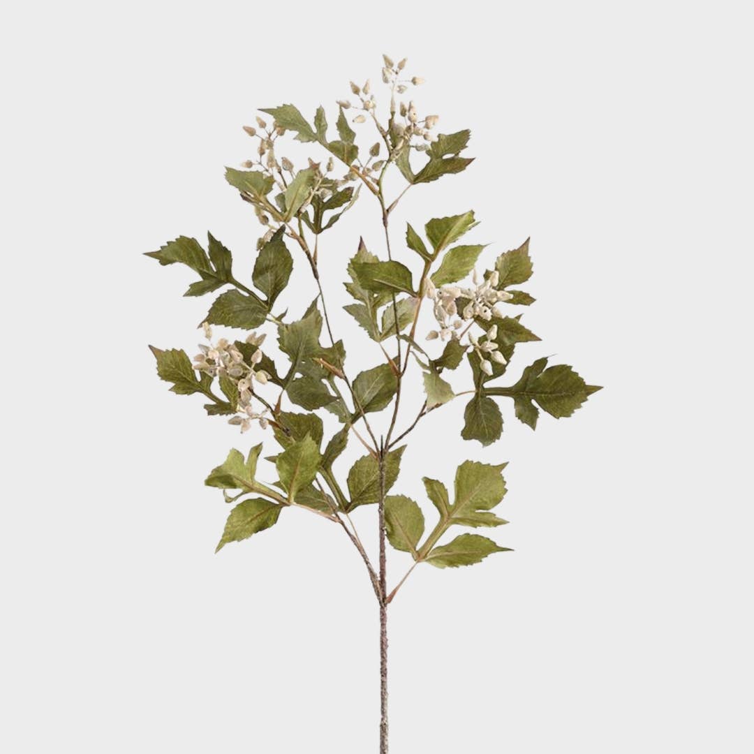 Faux Ash Leaf Branch seeded in Cream Green - 33"