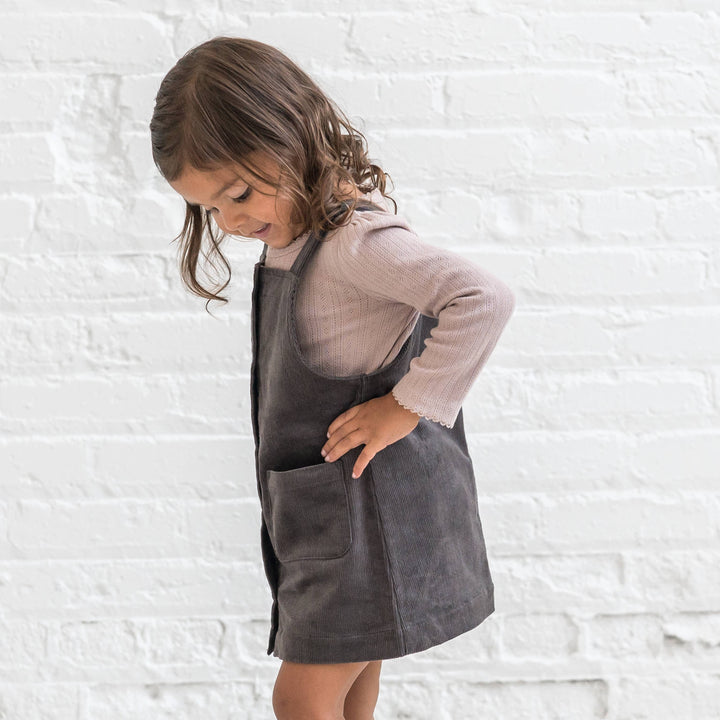 Corduroy Jumper Dress - Dark Brown