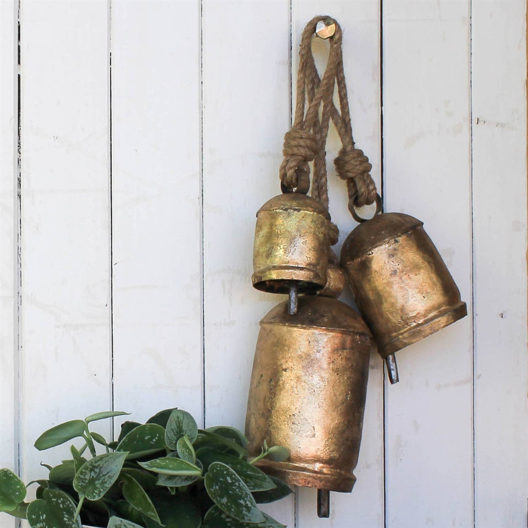 Chauk Bell with Rope Hanger, Brass - Lrg