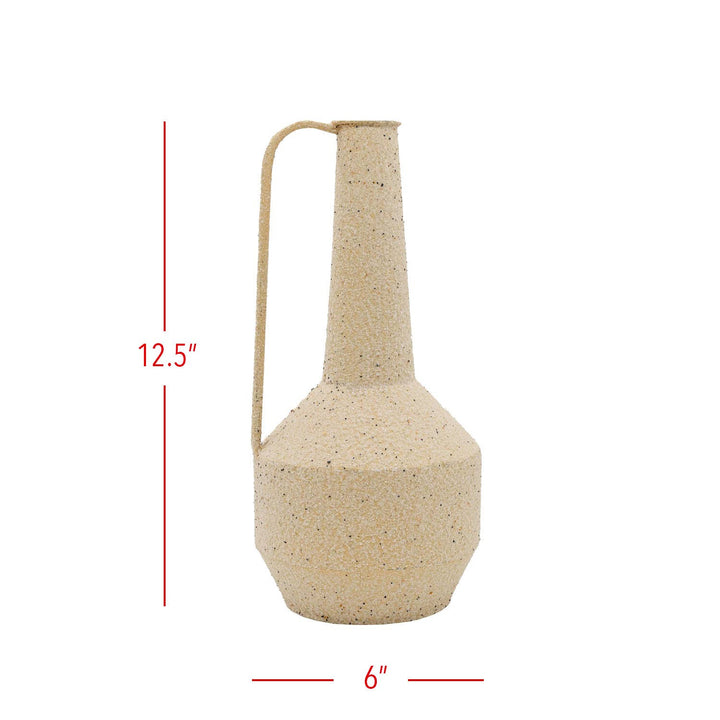 Textured Pitcher Vase With Handle | Beige