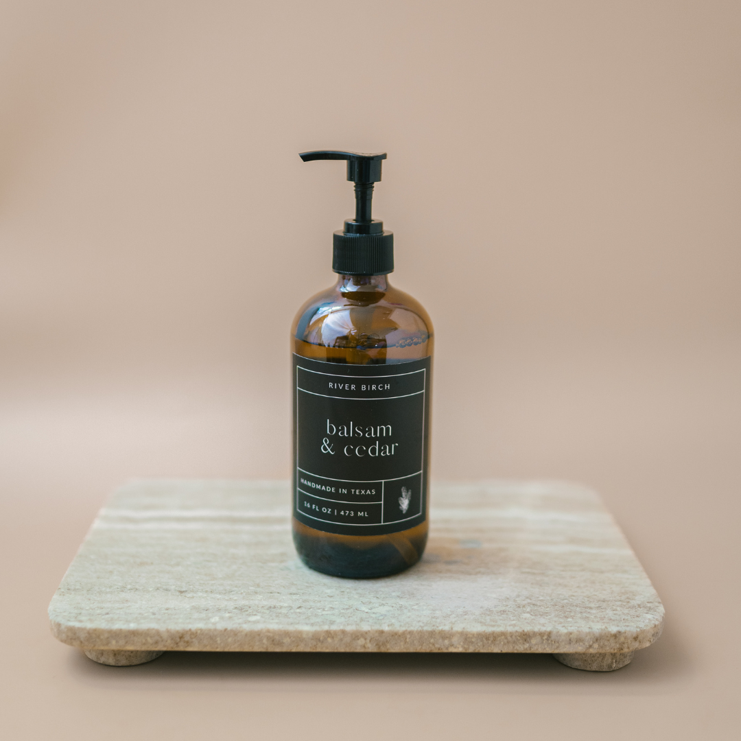 Balsam + Cedar Amber Glass Handmade Hand Soap