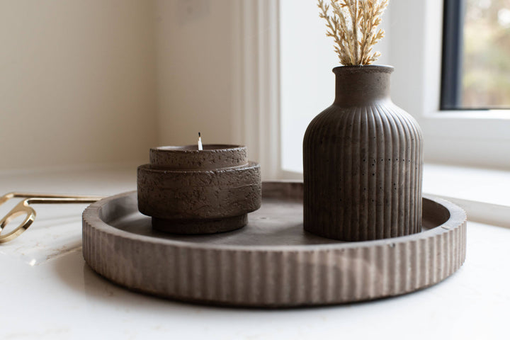 Fluted Round Tray | Mocha or Limestone