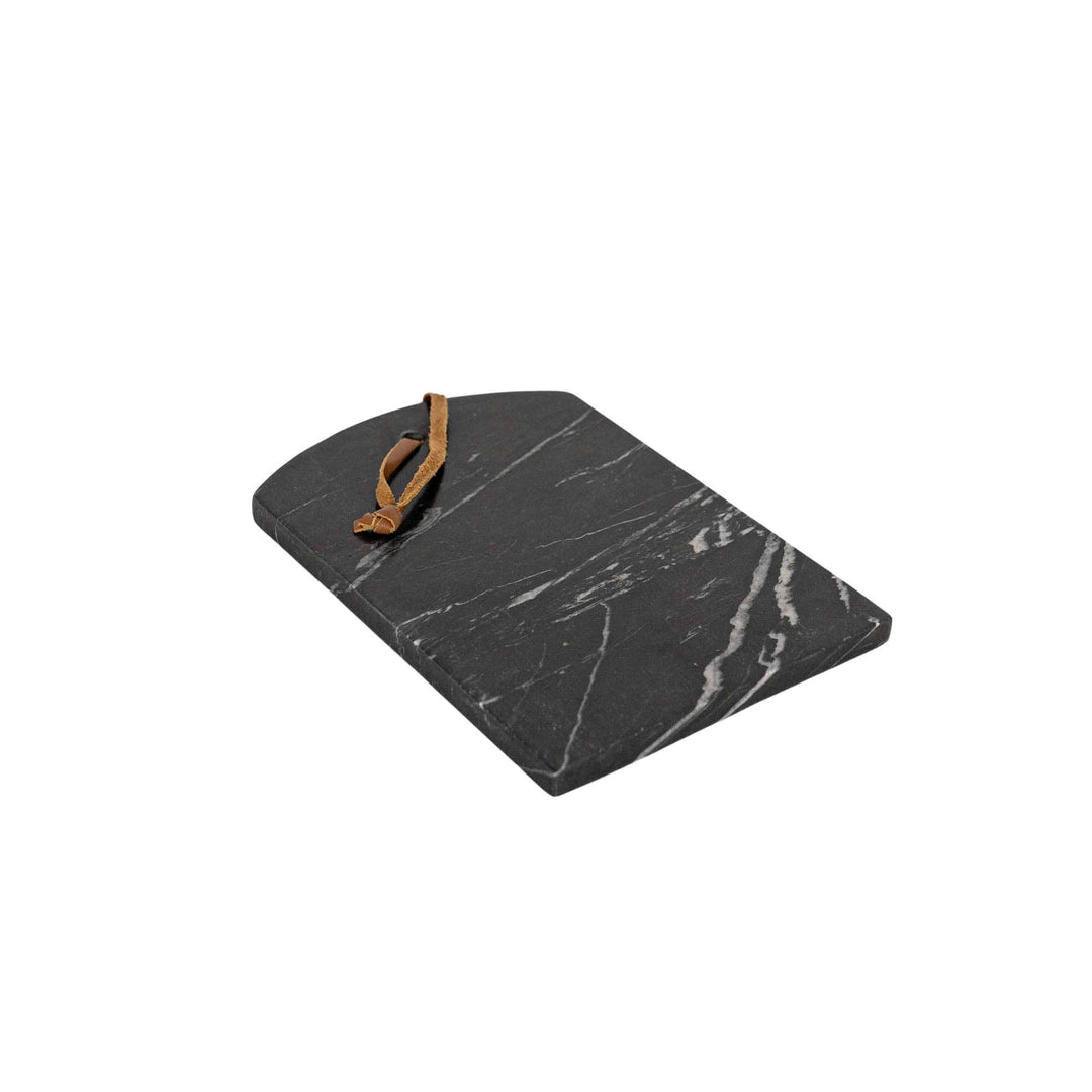 Black Marble & Leather Serving Board