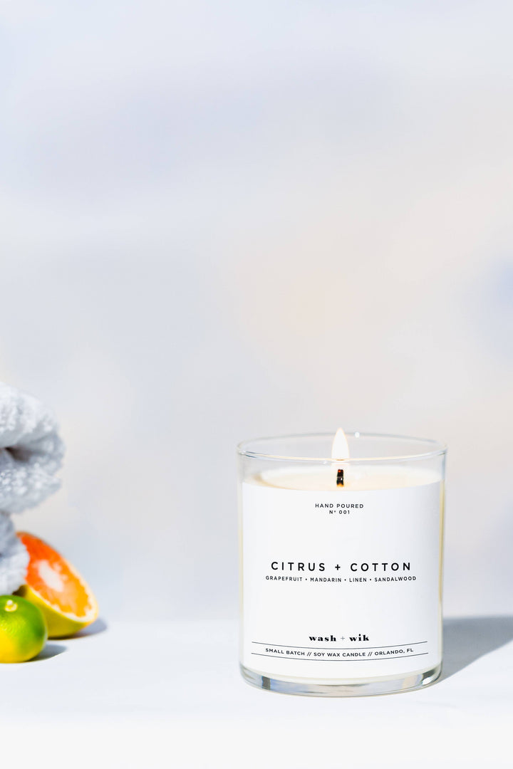 Citrus + Cotton Soy Wax Candle