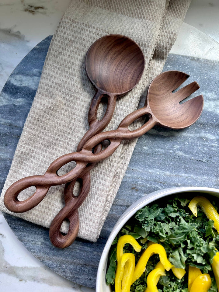 Walnut Wood Salad Server Set