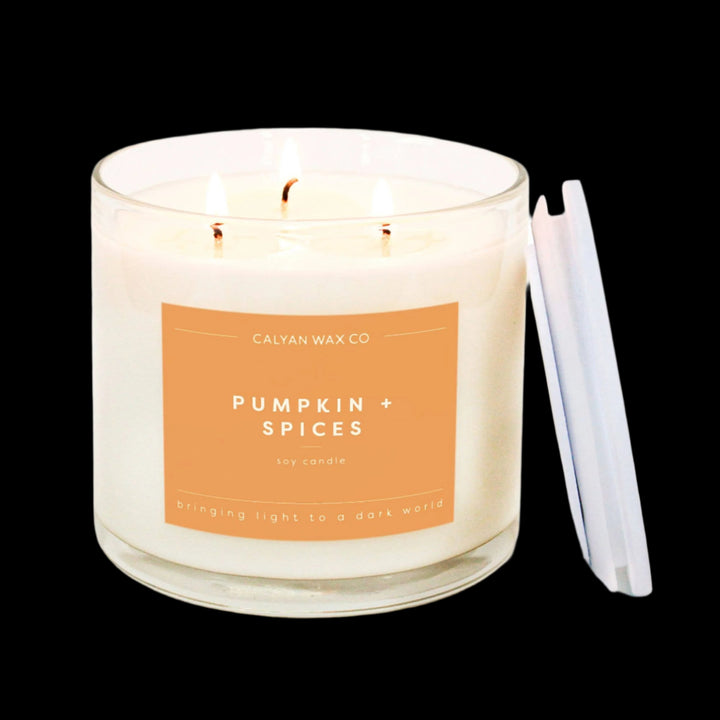 Pumpkin + Spices Glass Tumbler Soy Candle | 3 Wick
