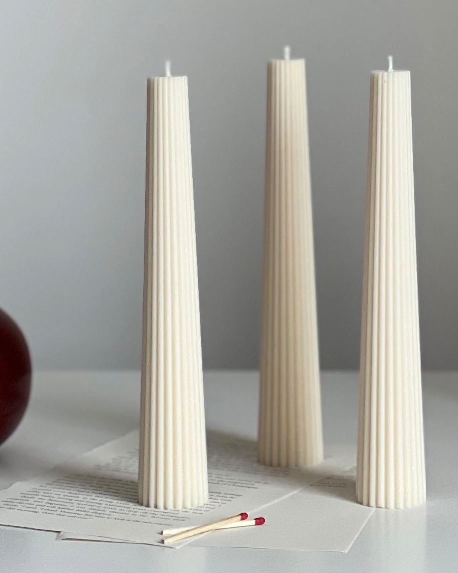 Ribbed Roman Taper Candle
