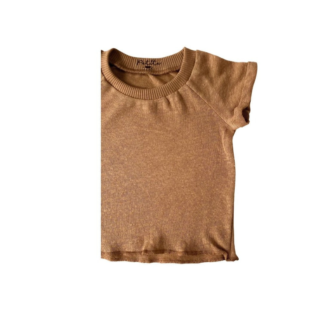 Linen T-shirt- Caramel