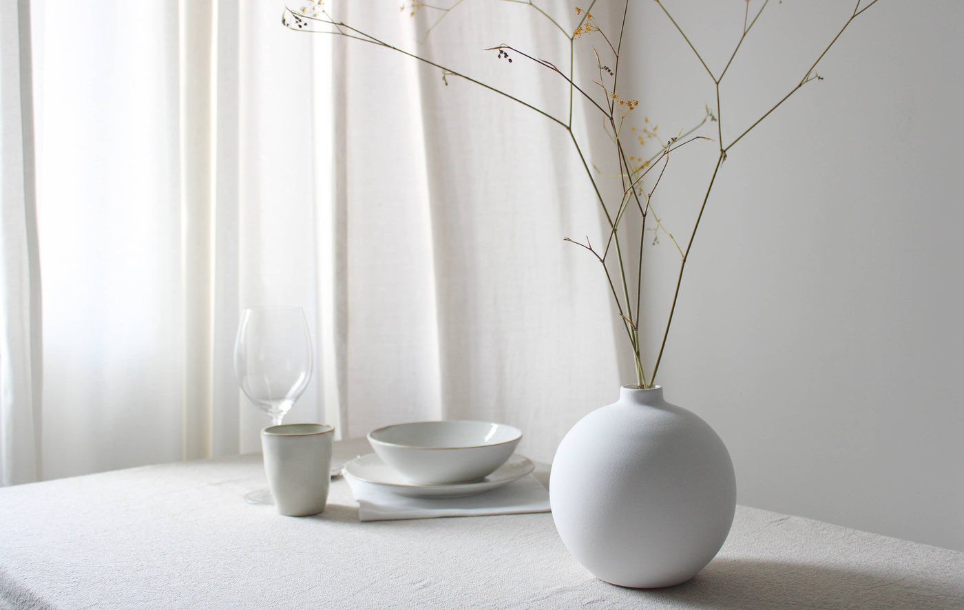 Blanc Collection White Round Vase