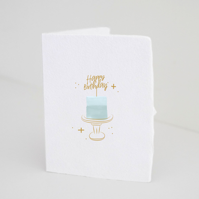 "Happy Birthday" Cake Topper Greeting Card: Folded A2 Greeting Card. Blank Inside.