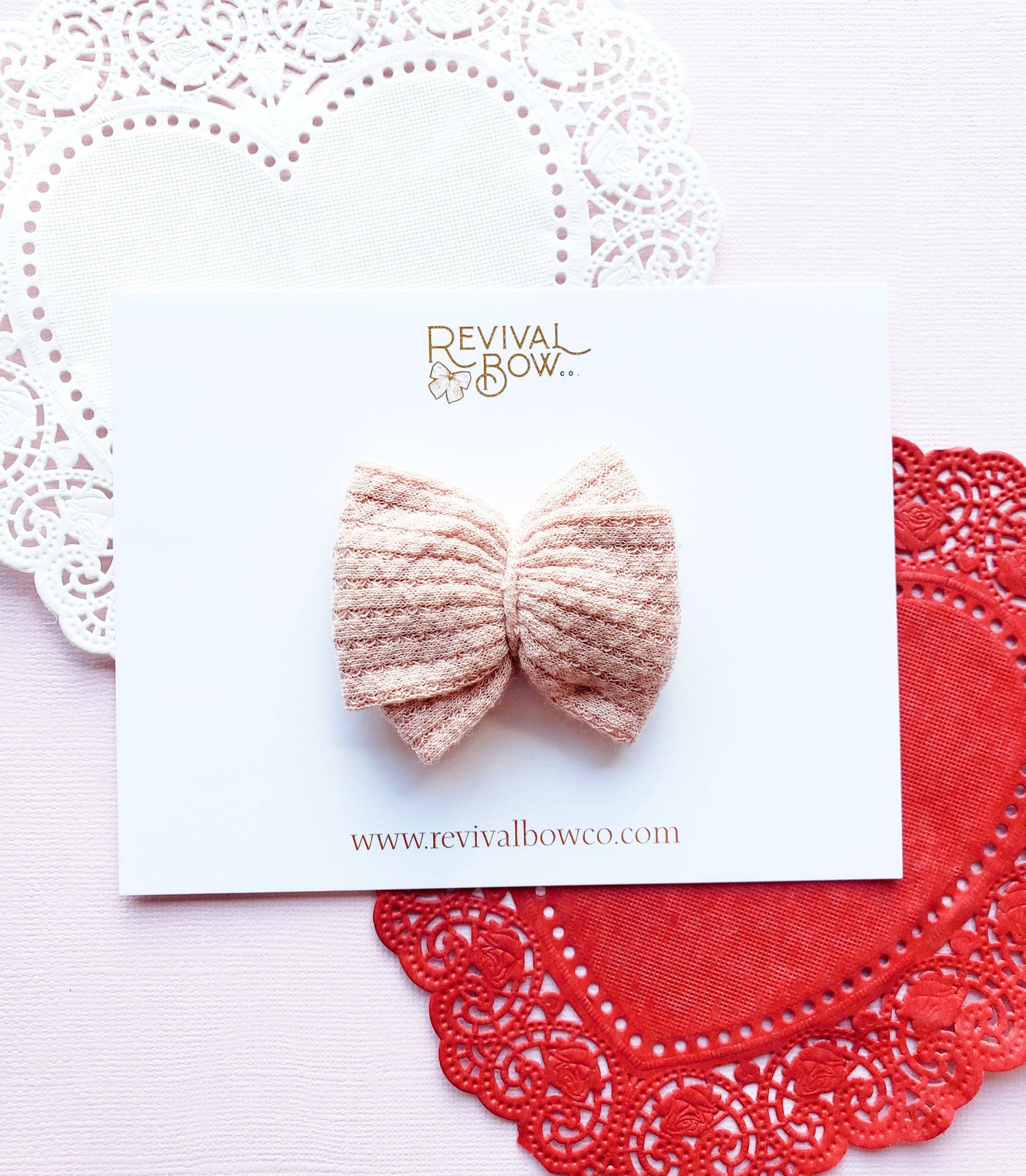 Baby Bow Headband • Peachy Pink Knit