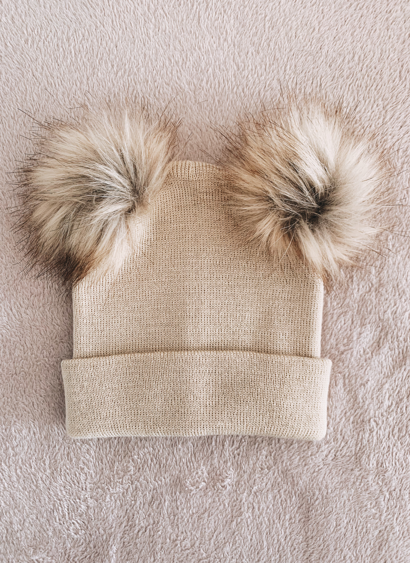 Pom Pom Beanie Hat- Beige