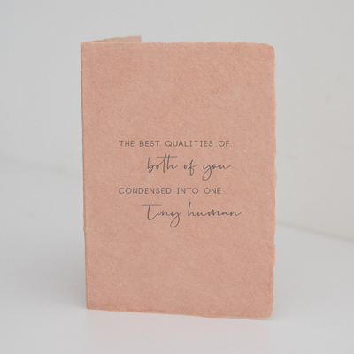 "Best qualities of you both" Baby Greeting Card: Folded A2 Greeting Card. Blank Inside.