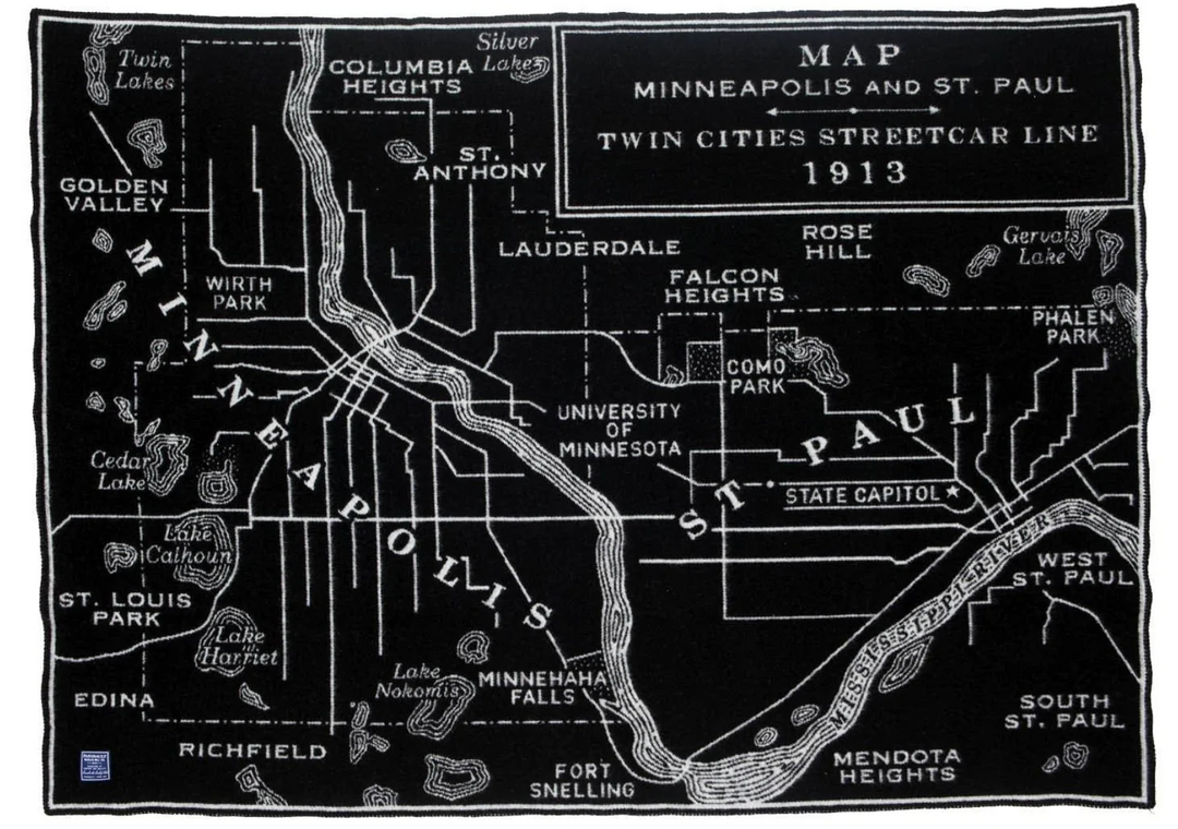 Minneapolis-Saint Paul Map Wool Throw