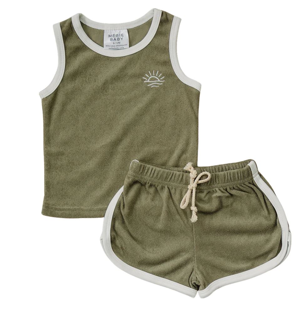 Green Terry Cloth Short Set